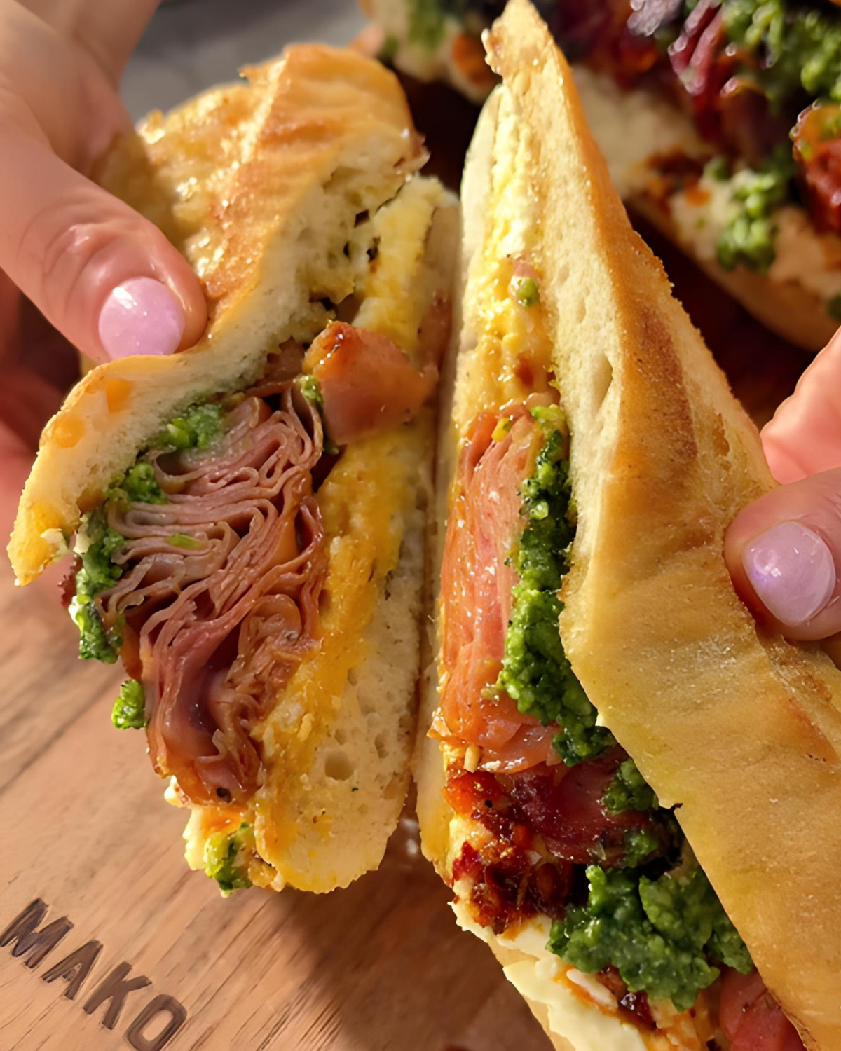 Crispy Mortadella Sandwich with Pesto and Stracciatella