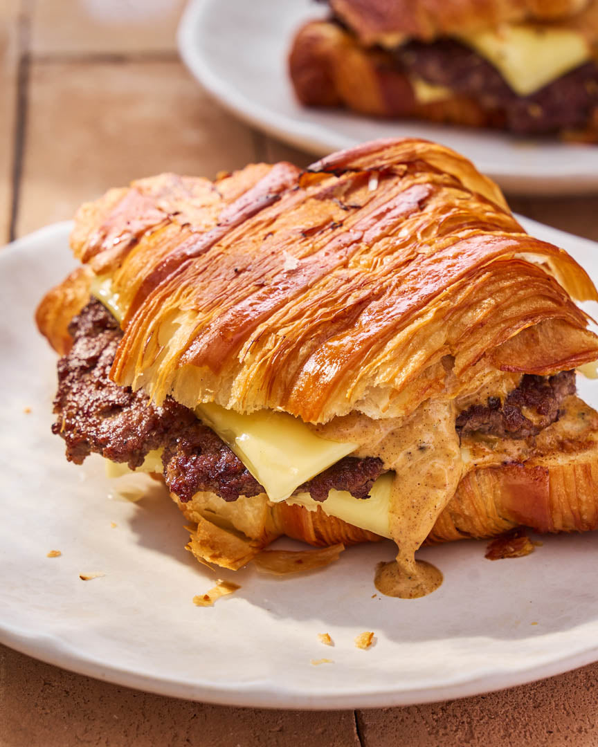 Smashed Croissant Burgers