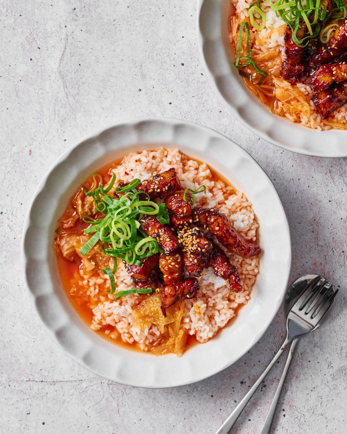 Sticky Gochujang Pork Belly with Kimchi Rice