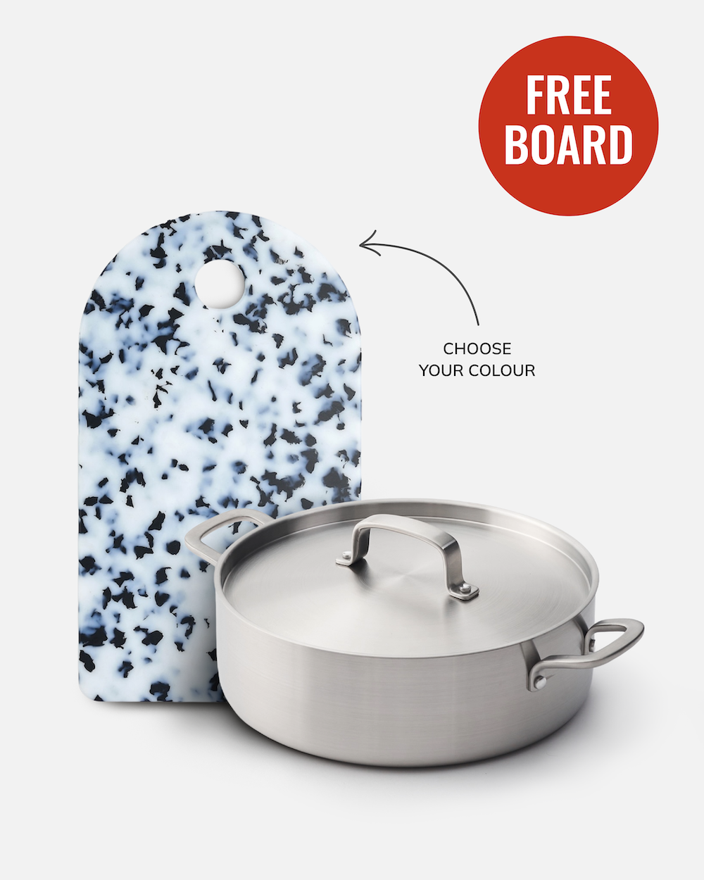 MAKO 5-Ply Stainless Steel Essential Pan - Free Dalmatian Sasni Board