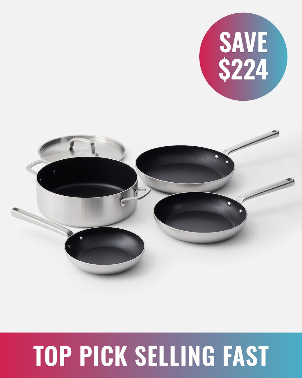 MAKO GENIUS 5-PLY NON-STICK SET (4-PIECE) cookdinehost scatter onwhite background