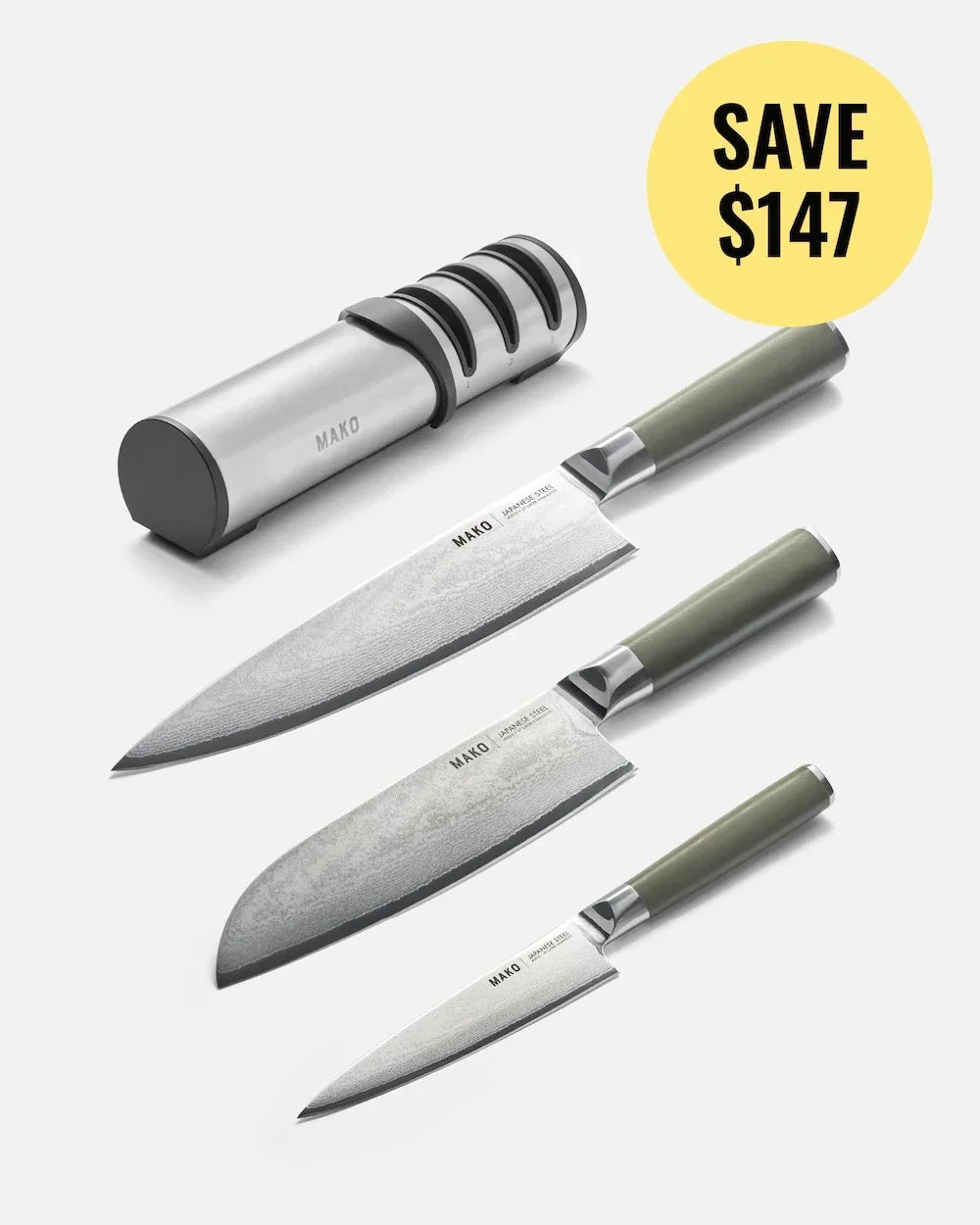 MAKO Japanese Steel Knife Set Olive Green Knife by MAKO - only available at CookDineHost