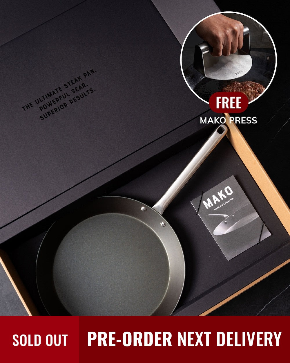 MAKO - Black Steel Steak Pan (PRE-ORDER) CookDineHost