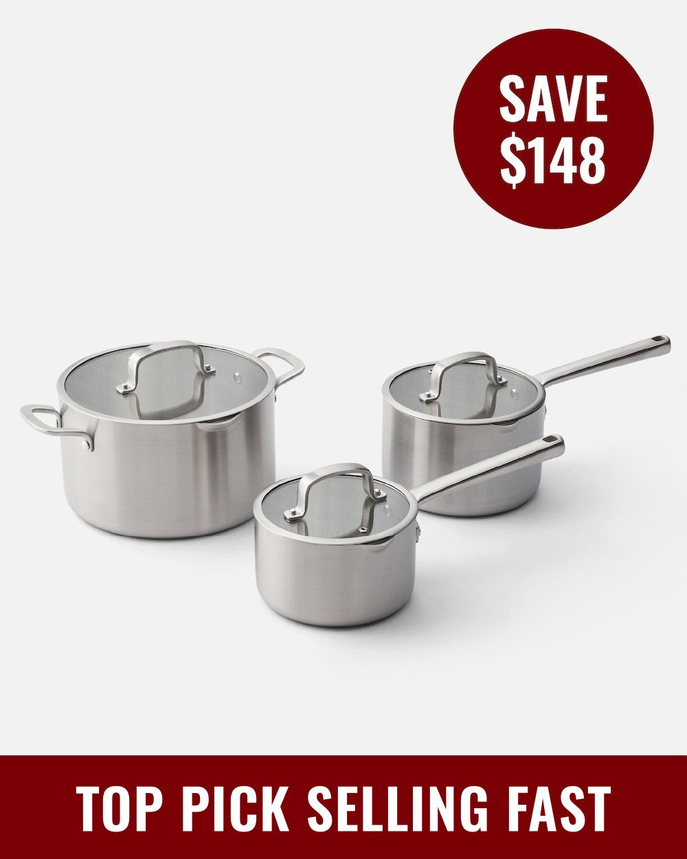 MAKO Genius 5-Ply Saucepan Set (3-piece)