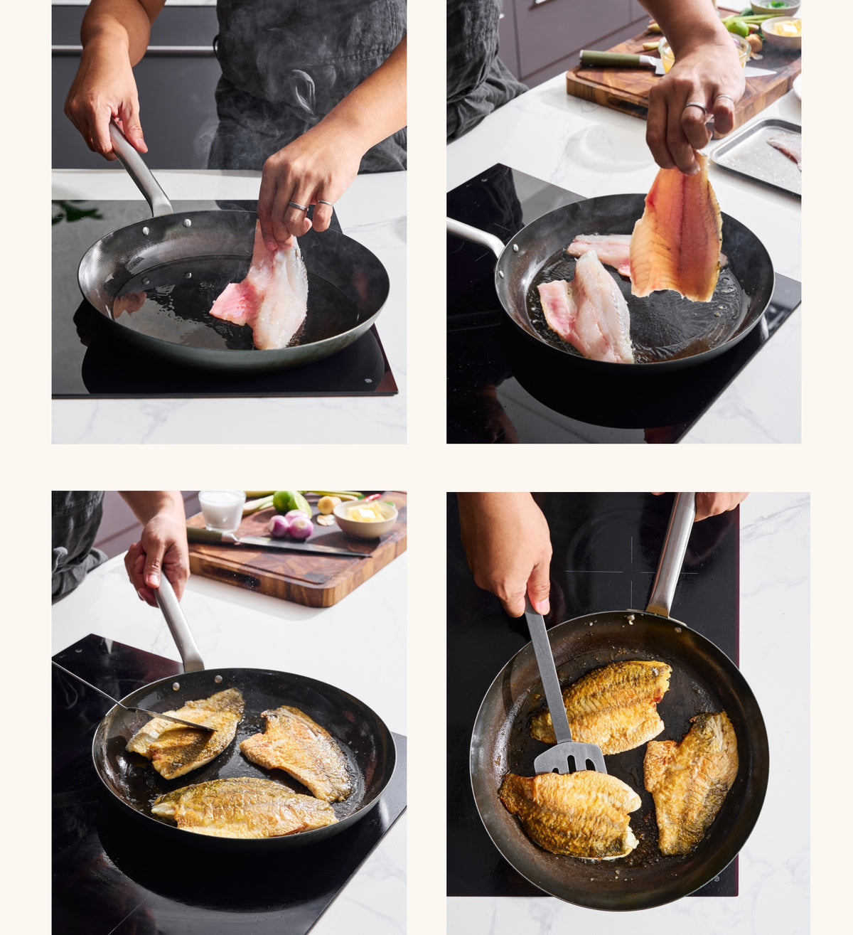 Collage of cooking steps to make the tom yum sauce
