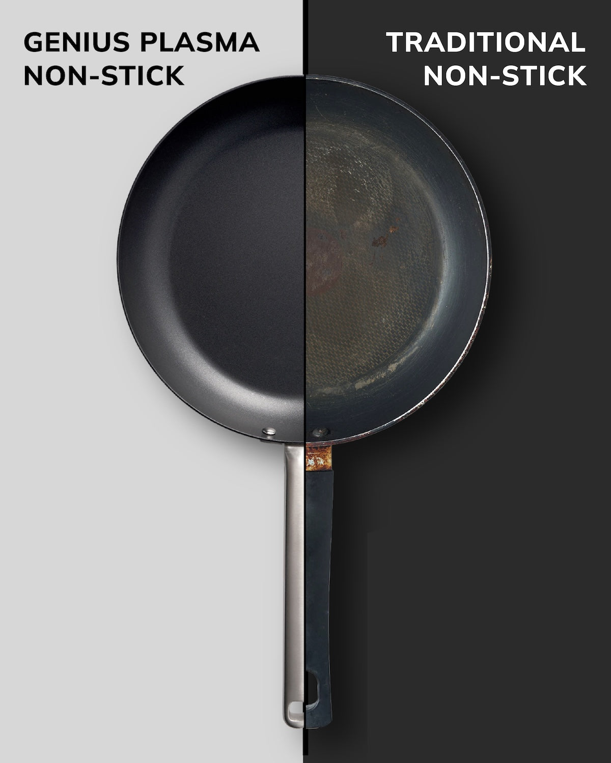 Comparison between Genius Plasma Non-stick and traditional non-stick frying pan
