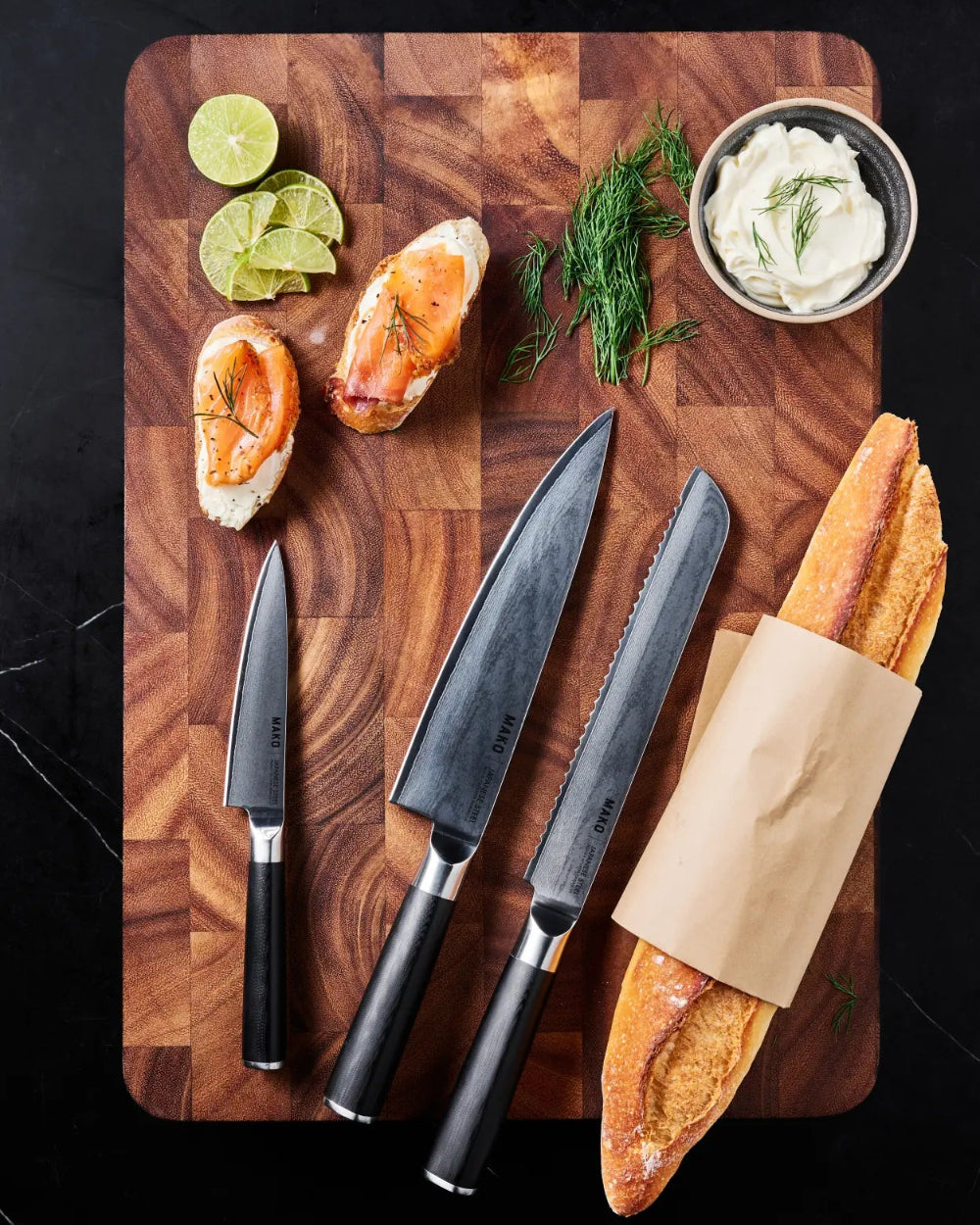 MAKO Japanese Steel Knife Trio - Black