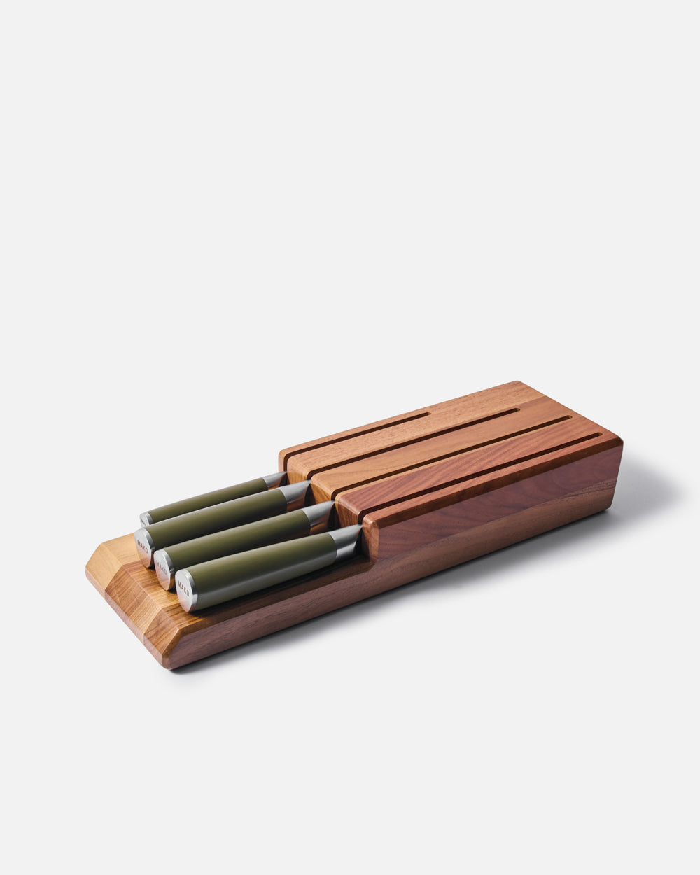 MAKO Japanese Steel Knife Set of 4 - Olive Green In Drawer