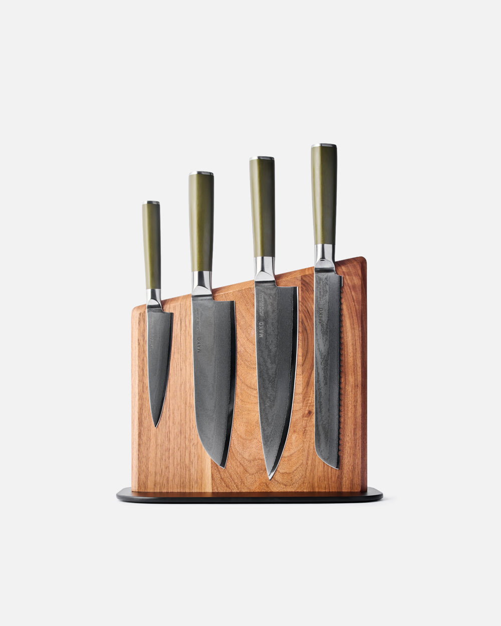 MAKO Japanese Steel Knife Set of 4 - Olive Green Magnetic Stand