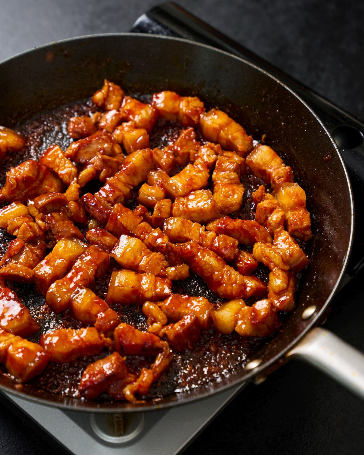 Sticky Gochujang Pork Belly with Kimchi Rice Recipe CookDineHost Glaze Pork Belly
