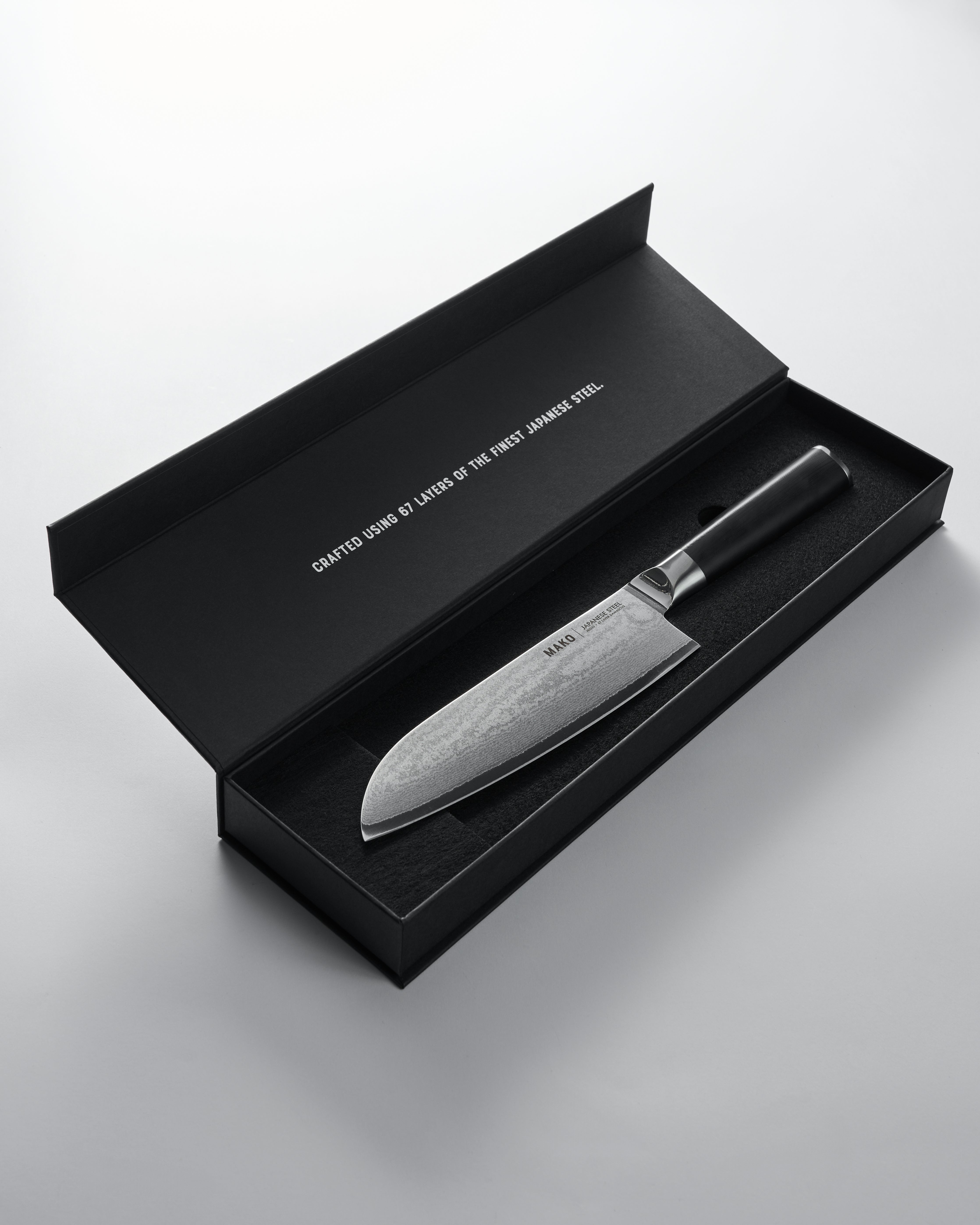 MAKO santoku knife in a black presentation box
