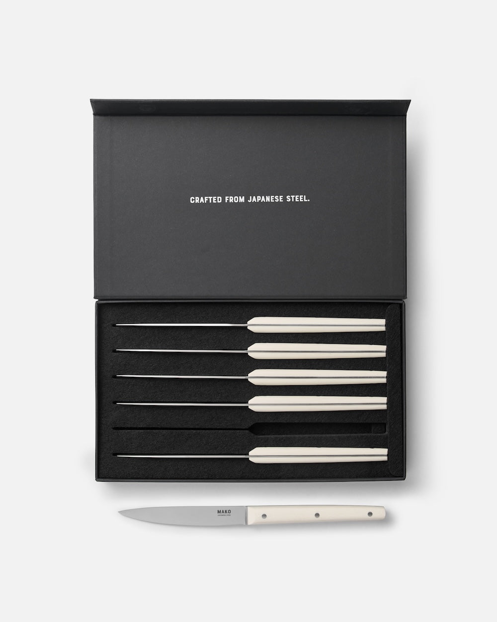 MAKO Steak Knife Set of 6 - Cream in black box presentation and gifting