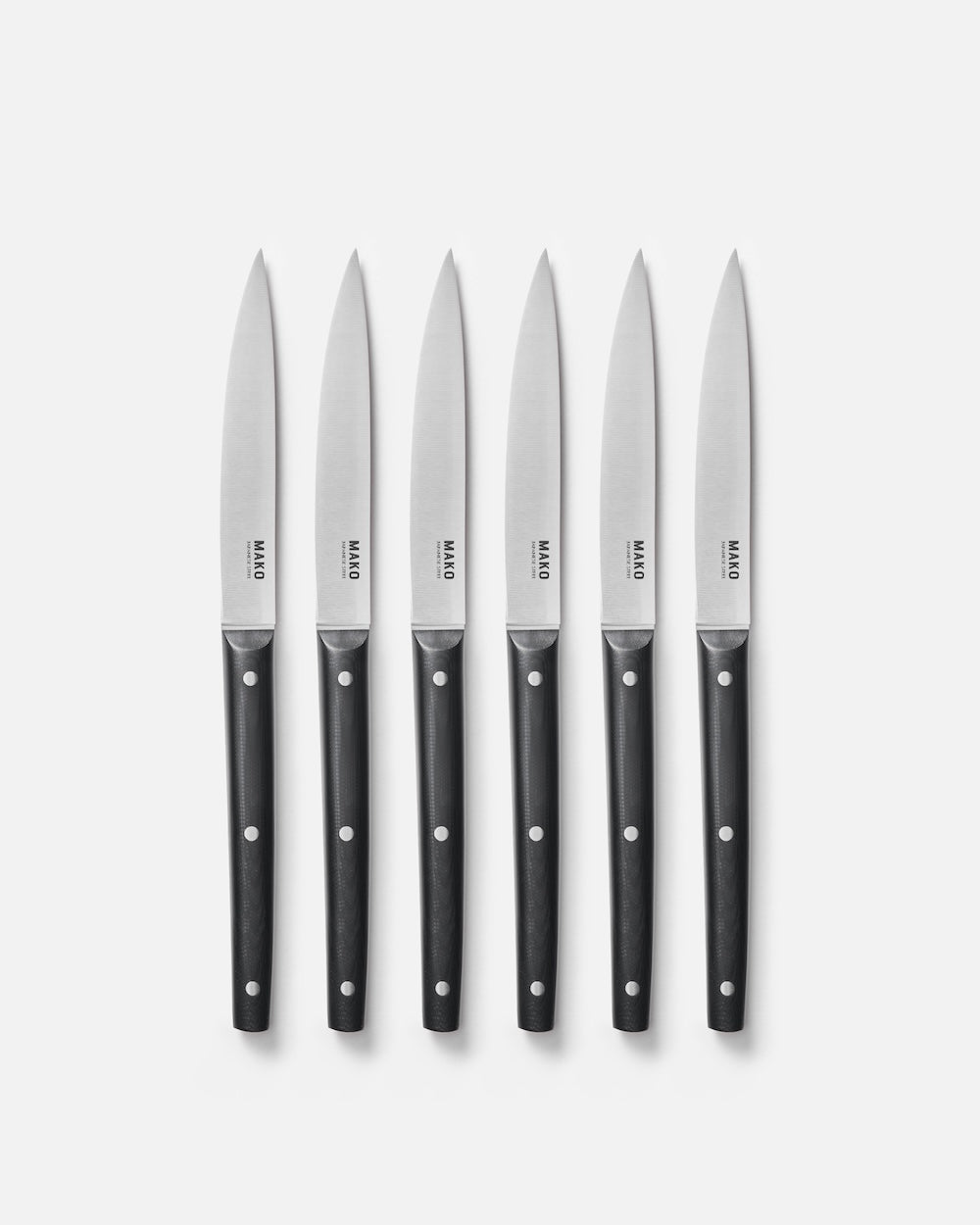 MAKO Steak Knife Set of 6 - Black flat layed on white background