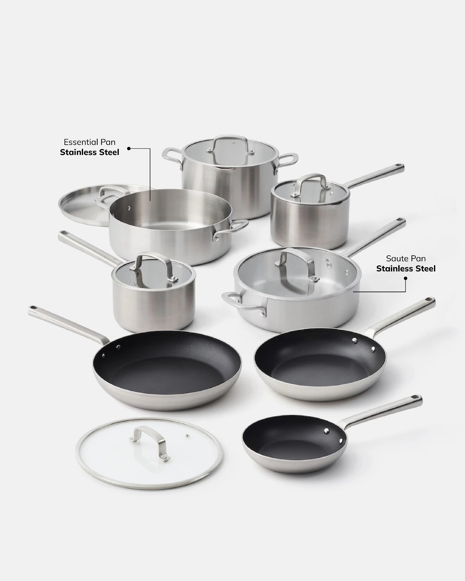 MAKO 5-Ply Chefs Set (9-Piece) Stainless Steel Essential & Saute Pan highlighted CookDine Host