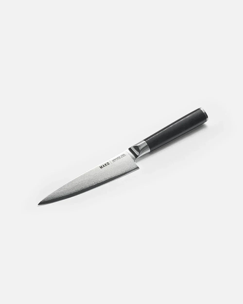 Mako Japanese steel kitchen knife with black handle, designed by Marion Grasby