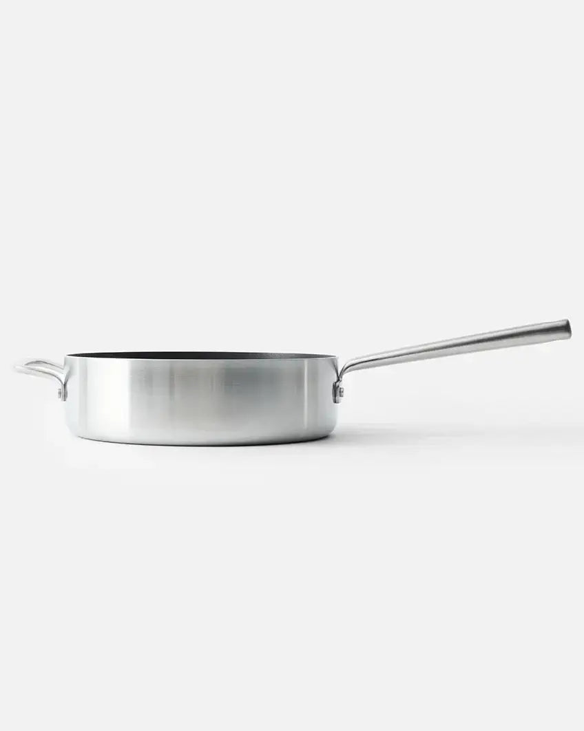 MAKO Genius 5-Ply 26cm Non-Stick Saute Pan With Lid true side angle on white background