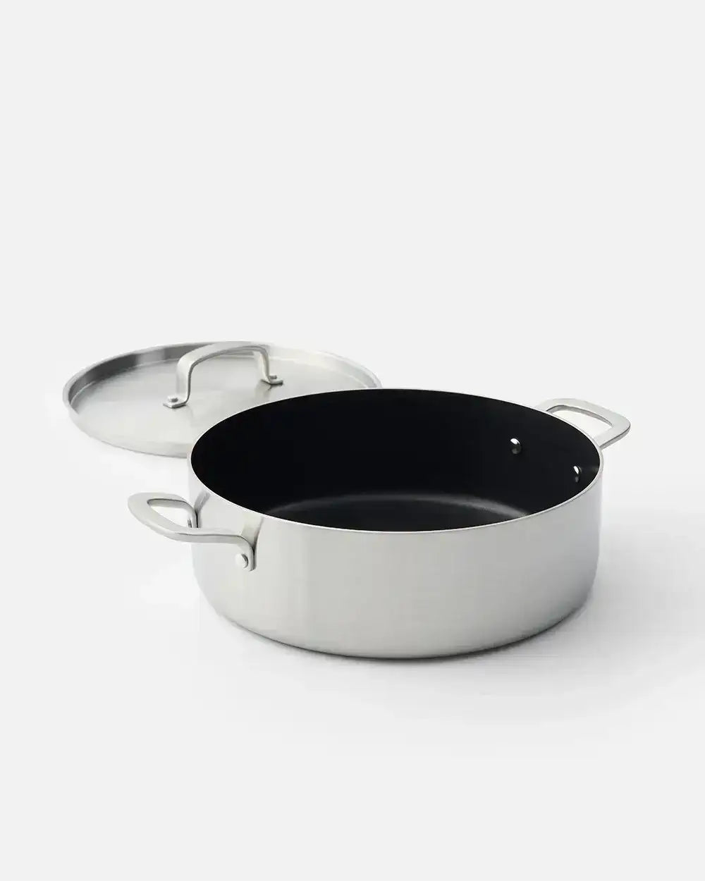 Stainless steel nonstick essential pan with matching lid, designed by chef Marion Grasby for Mako