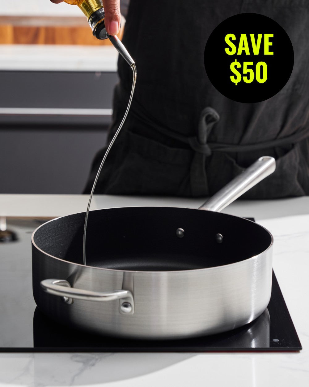 MAKO Genius 5-Ply 26cm Non-Stick Saute Pan With Lid CookDineHost