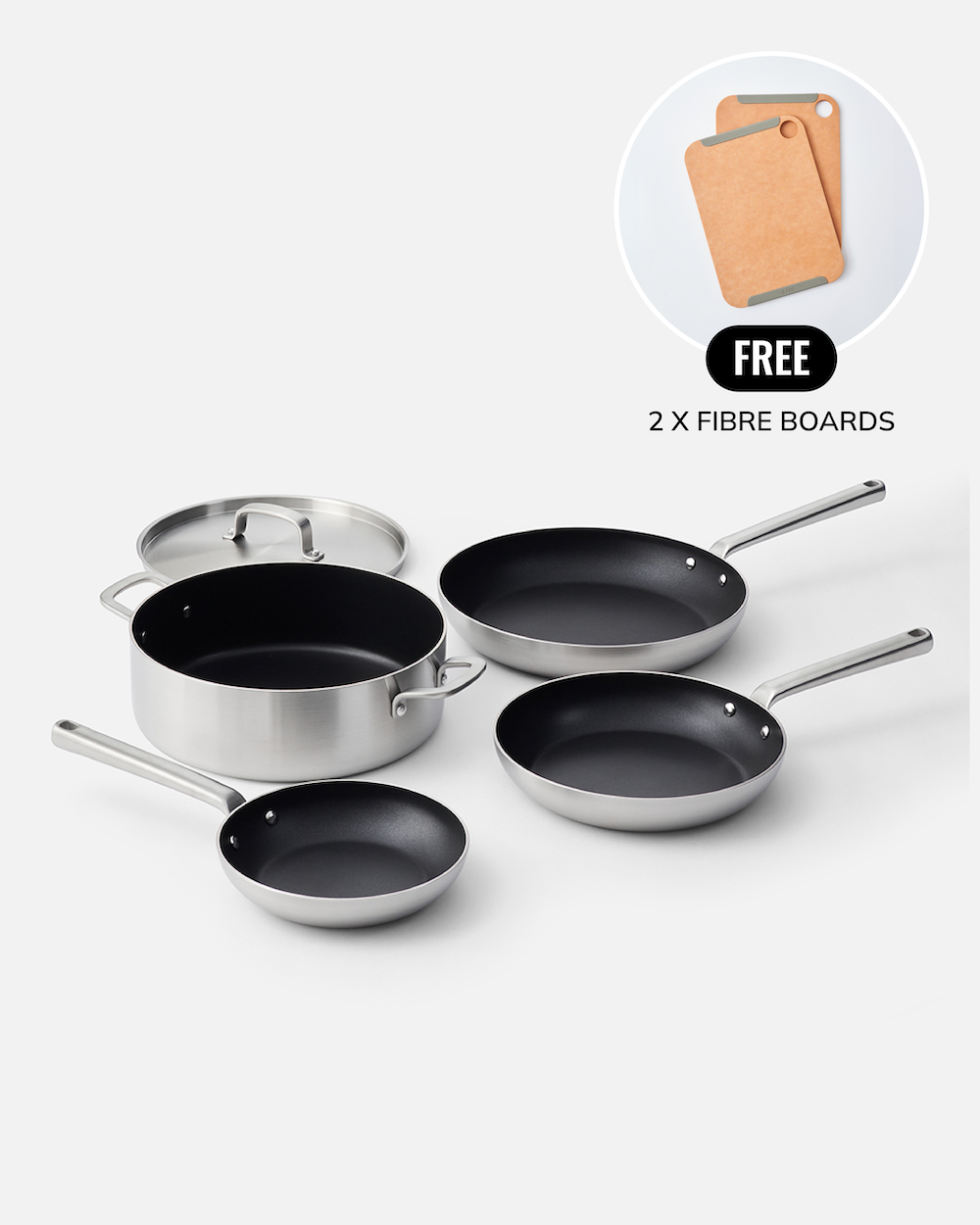 MAKO 5-Ply Non-Stick Set (4-piece) Free Fibre Boards