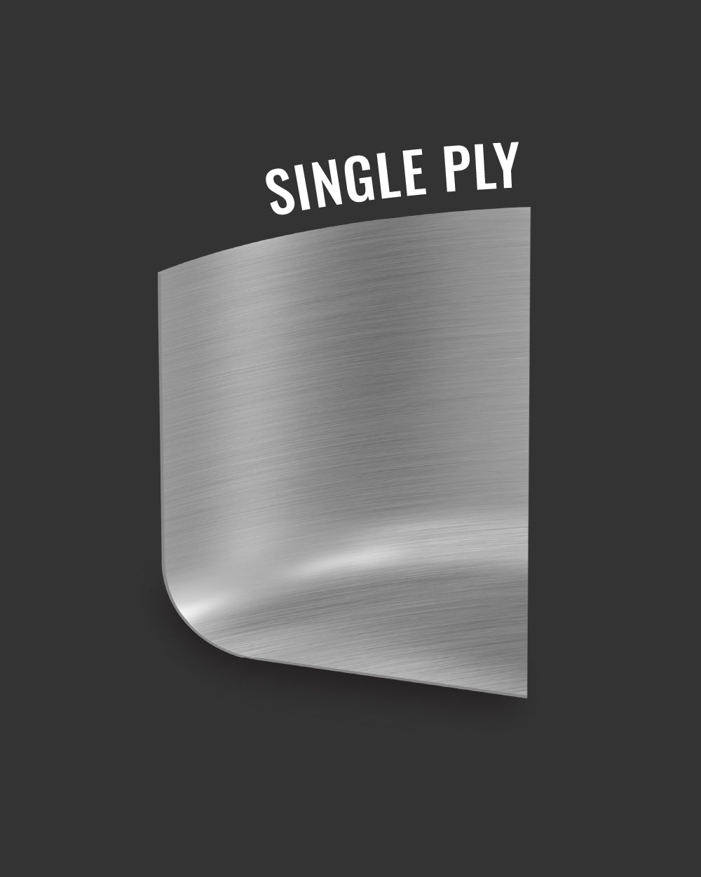 Diagram showing the edge of a single-ply metal pan base, labelled Single Ply
