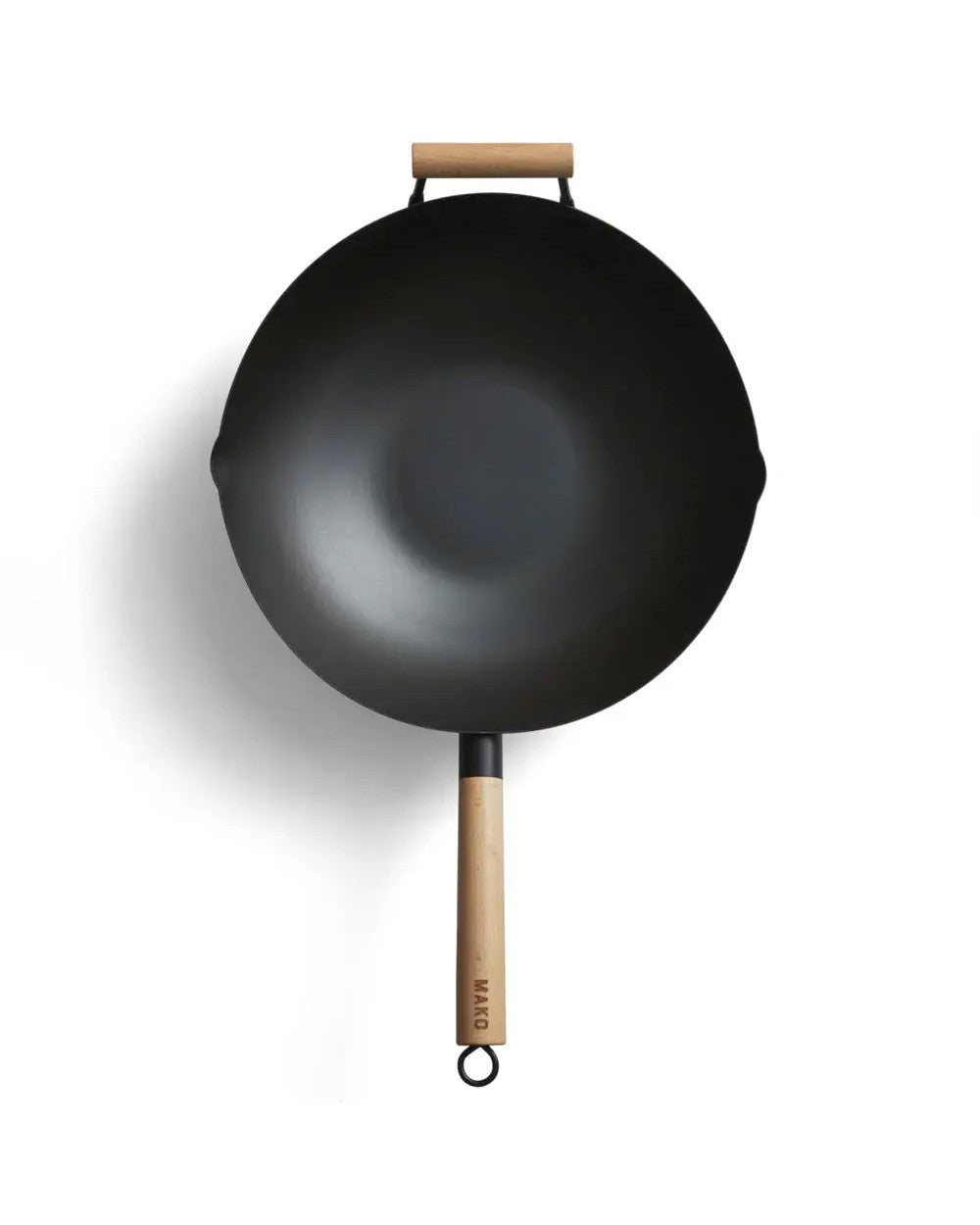 MAKO Black Steel 14 Wok Kit - Wok flat lay on white background