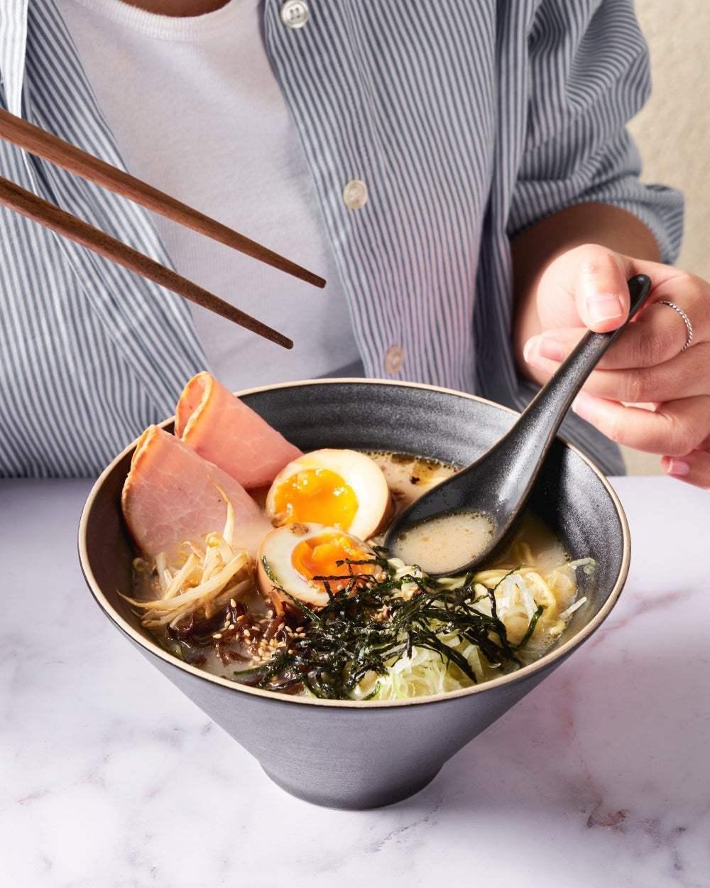 Anaya Charcoal Noodle Lovers' Gift Set (16 Piece) Dinnerware Sets by Asoke - only available at CookDineHost