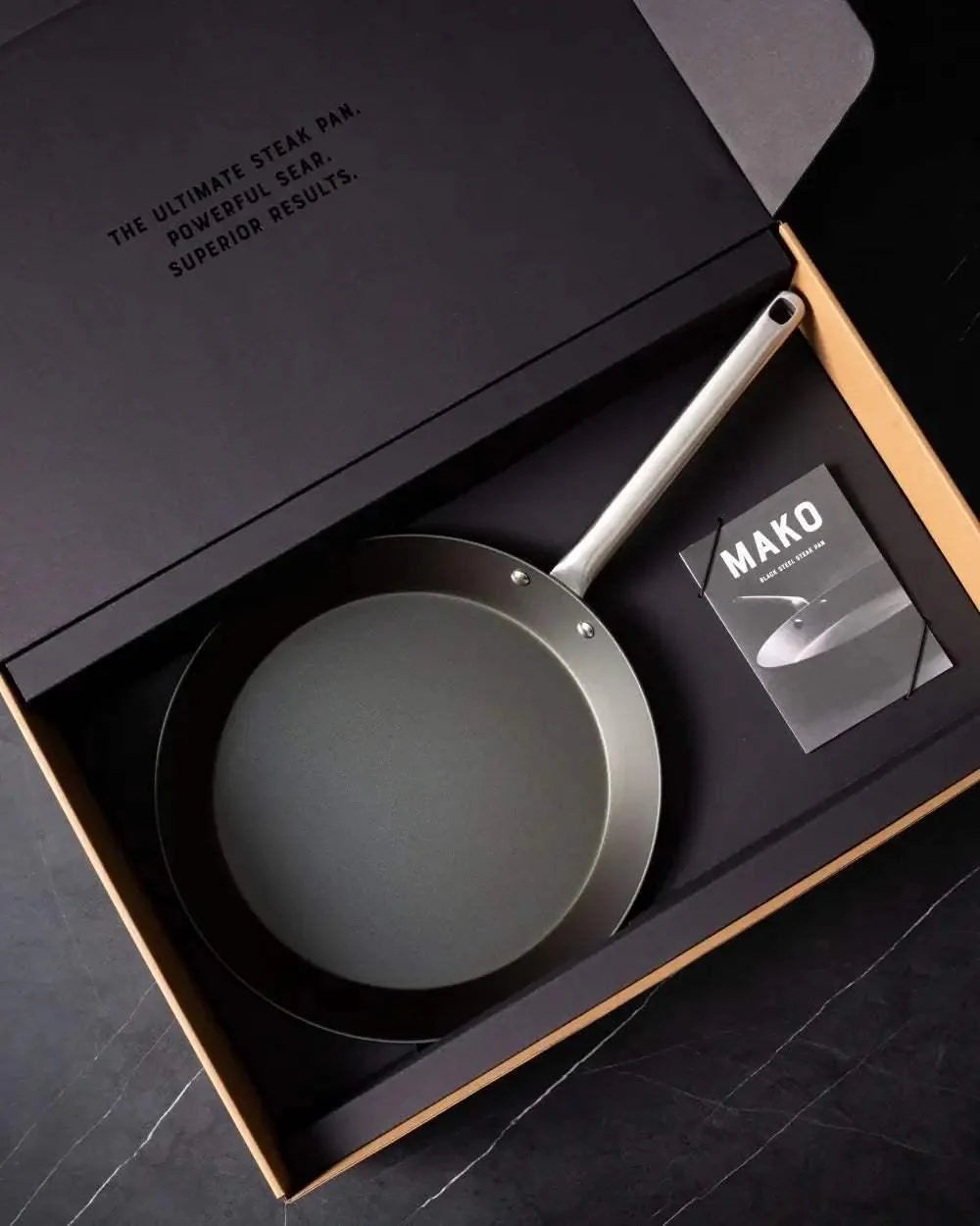MAKO black steel pan presented in an open gift box