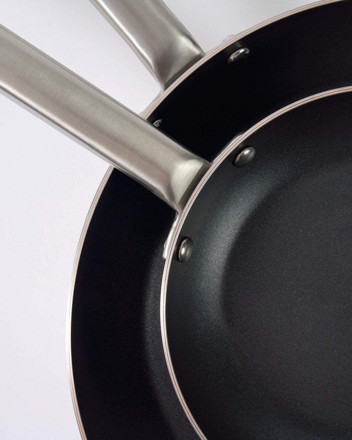MAKO Genius 5-Ply Non-Stick Set (3-piece) CookDineHost close up of frying pan handles