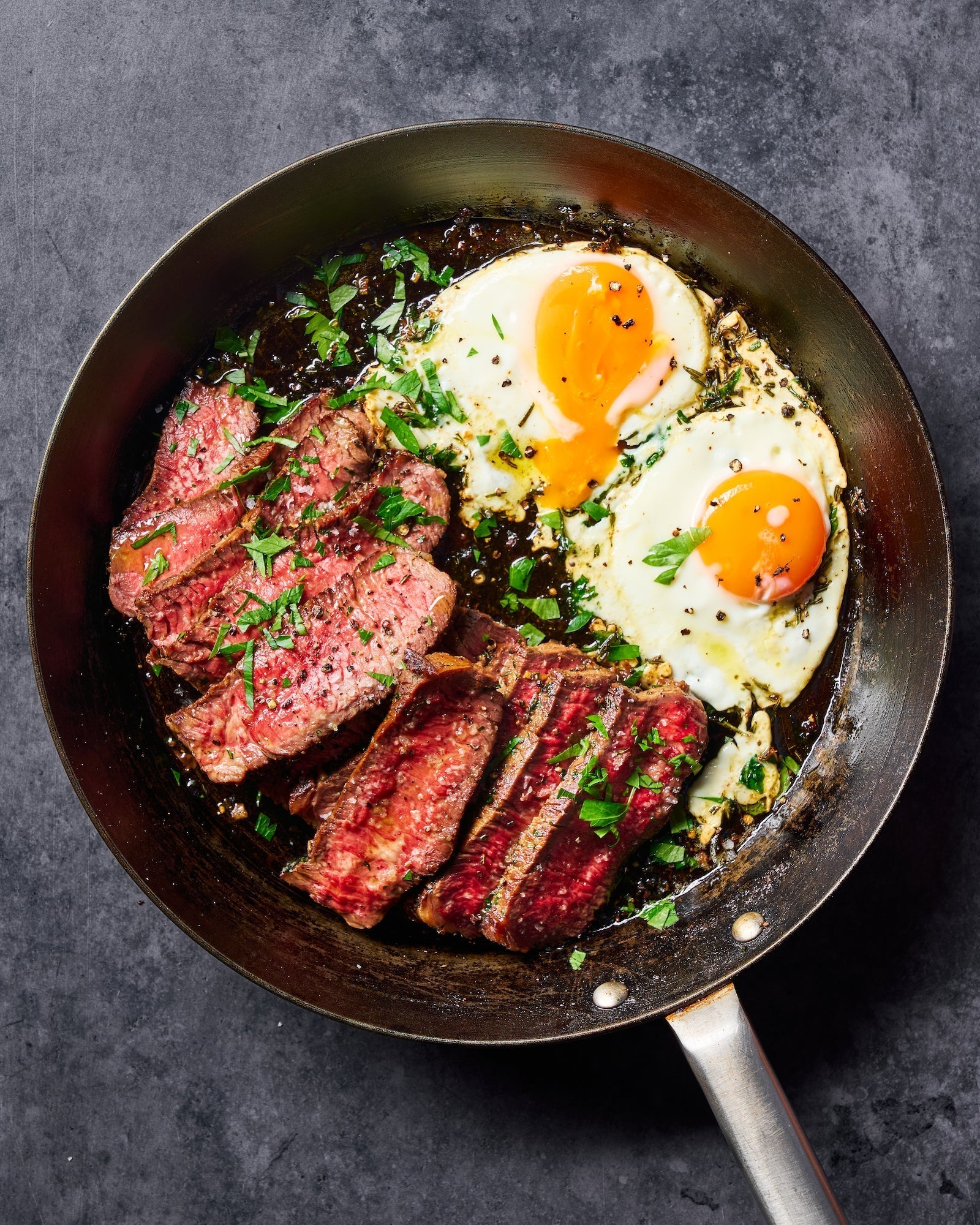Herb Butter Steak and Eggs