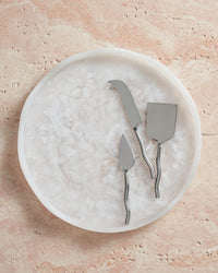 Maya Resin Tray & Cheese Knife Set - Cotton/Silver