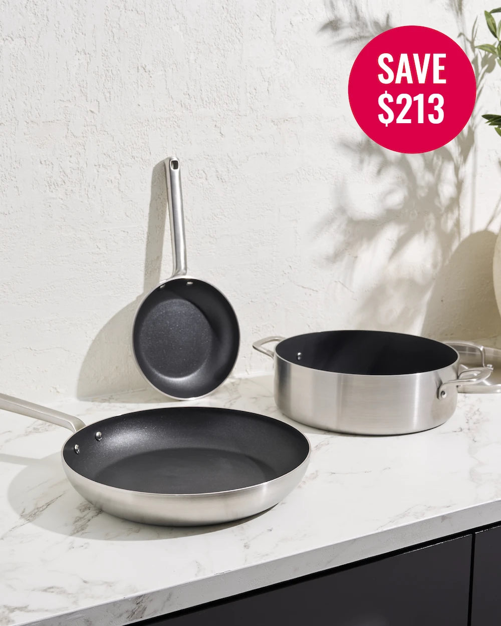 MAKO 5-Ply Non-Stick Set (3-piece) on bench top save 213 Black Friday
