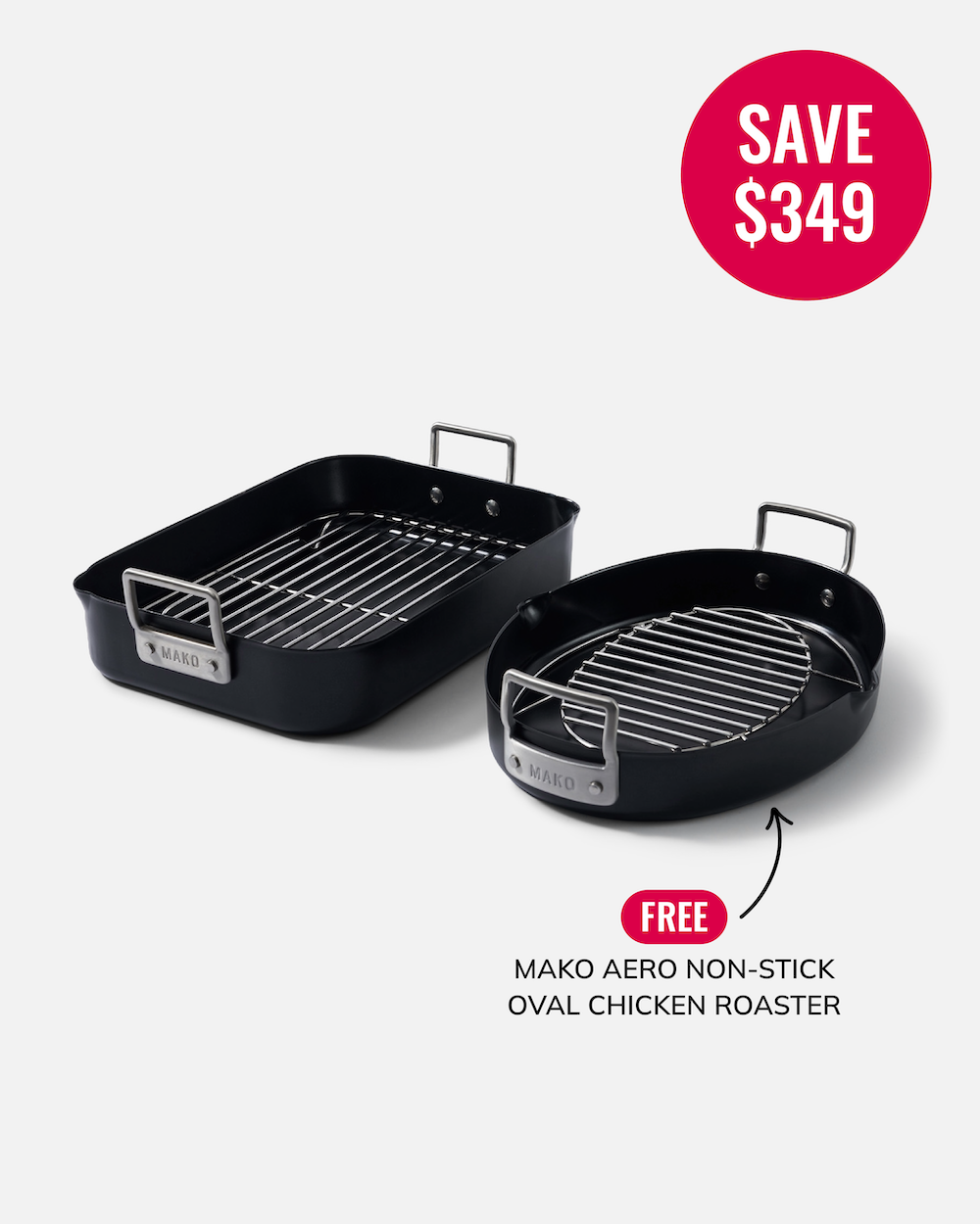 MAKO Aero Non-Stick Classic Roaster Free Oval Chicken Roaster Black Friday Offer