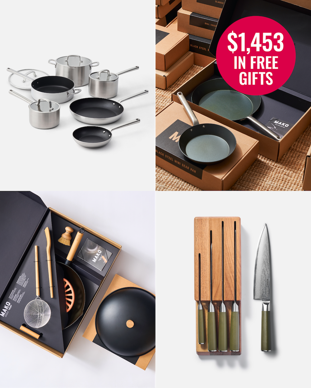 MAKO Cookware Mega Set - Olive Knives In Drawer Storage