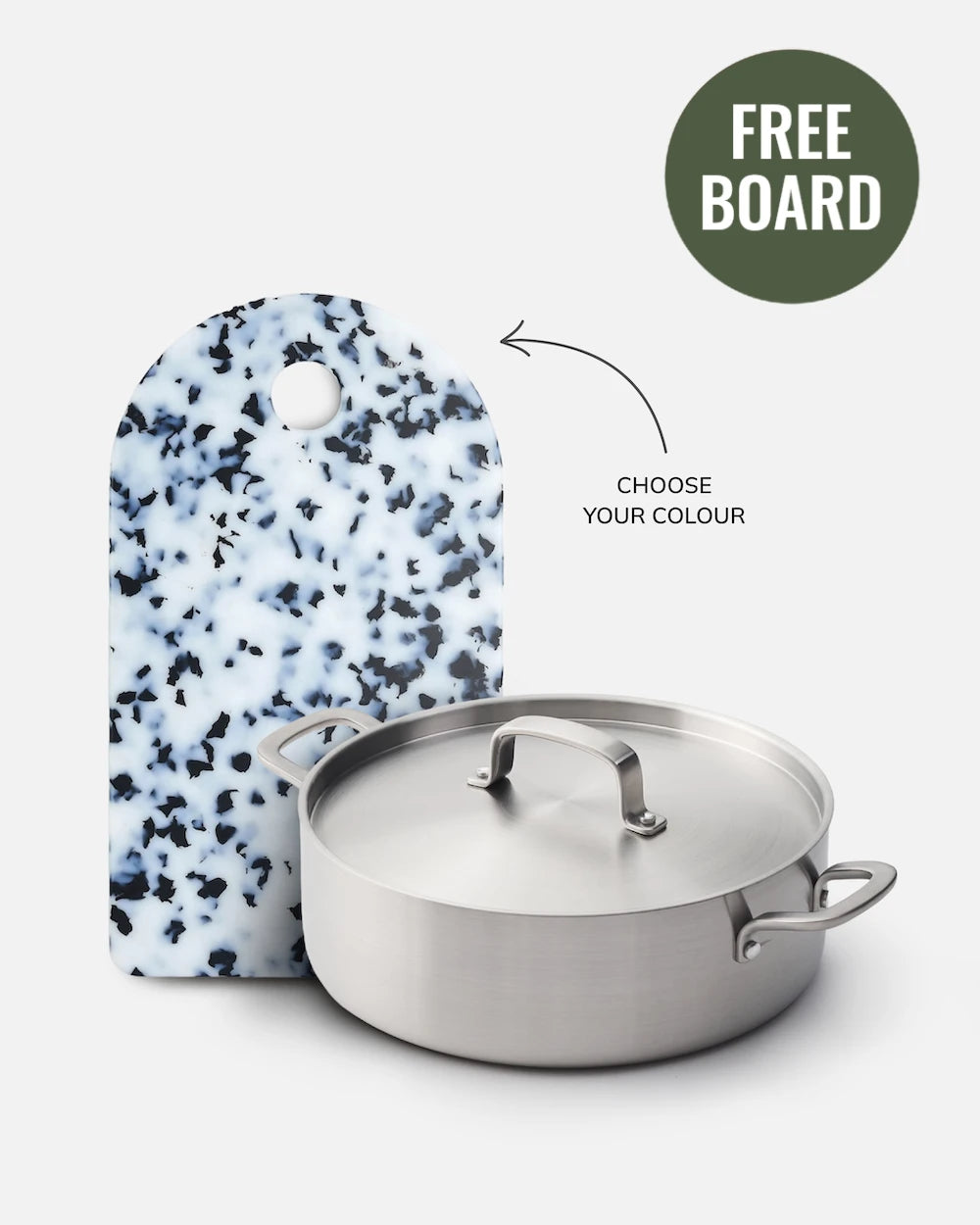 MAKO 5-Ply Stainless Steel Essential Pan - Free Dalmatian Sasni Board