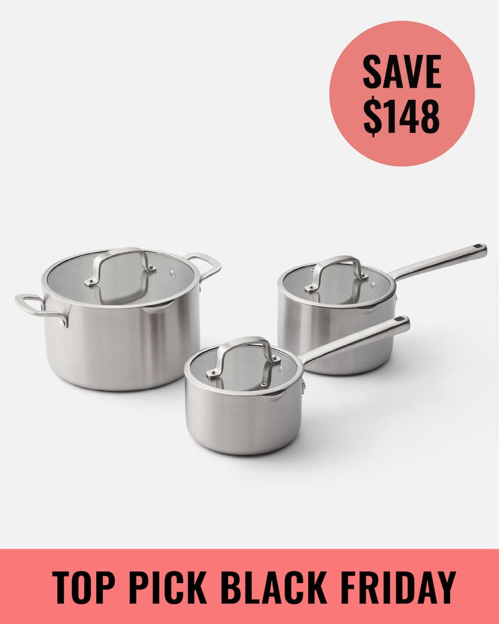 MAKO Genius 5-Ply Saucepan Set (3-piece) Black Friday offer