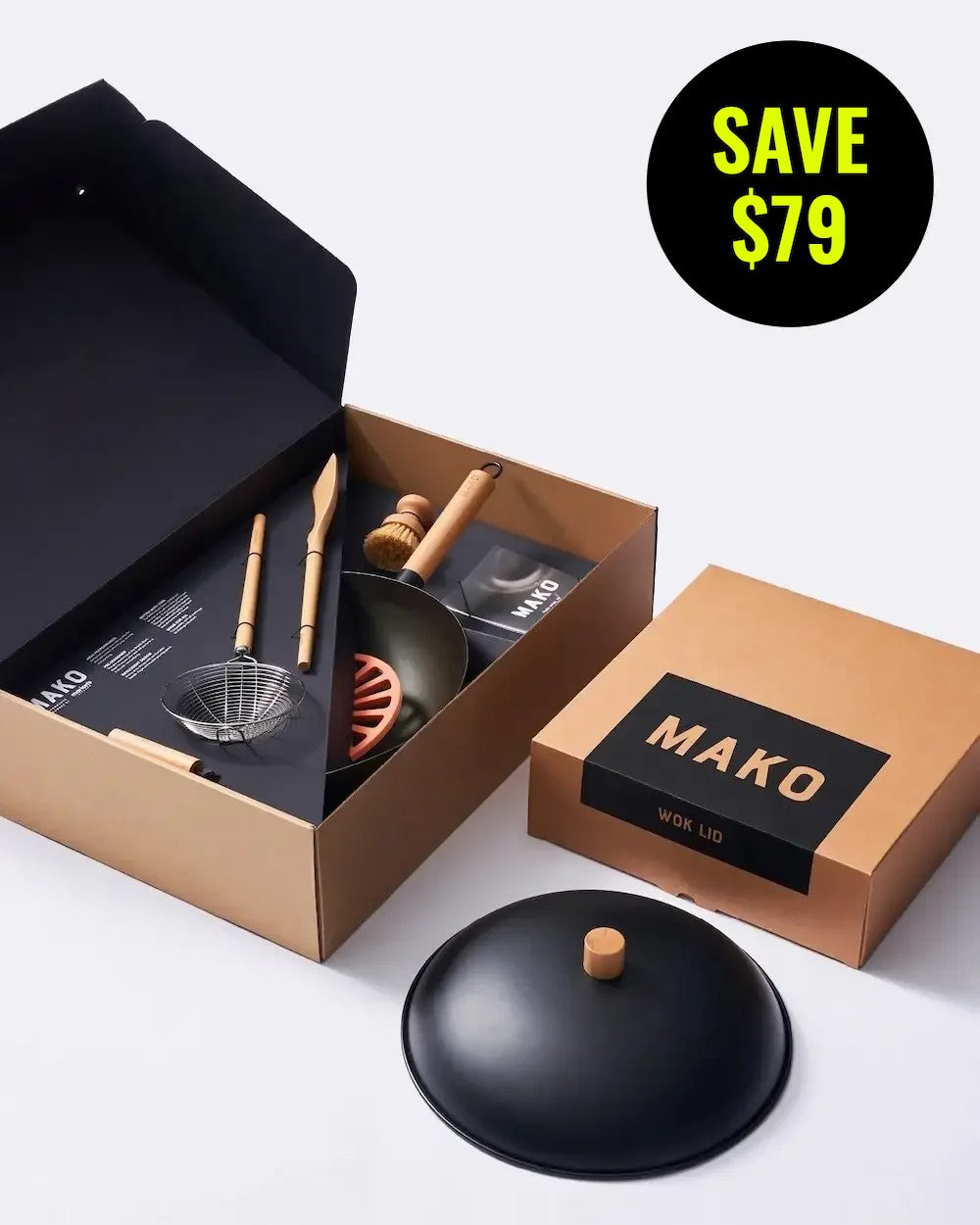 MAKO Black Steel Wok & Lid Set save 79 CookDineHost