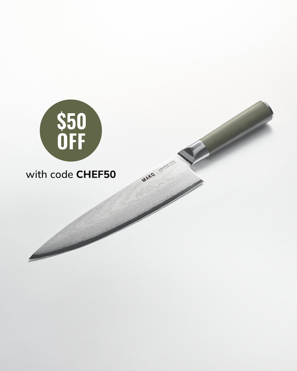 MAKO Japanese Steel Olive Green 8″ Chef Knife