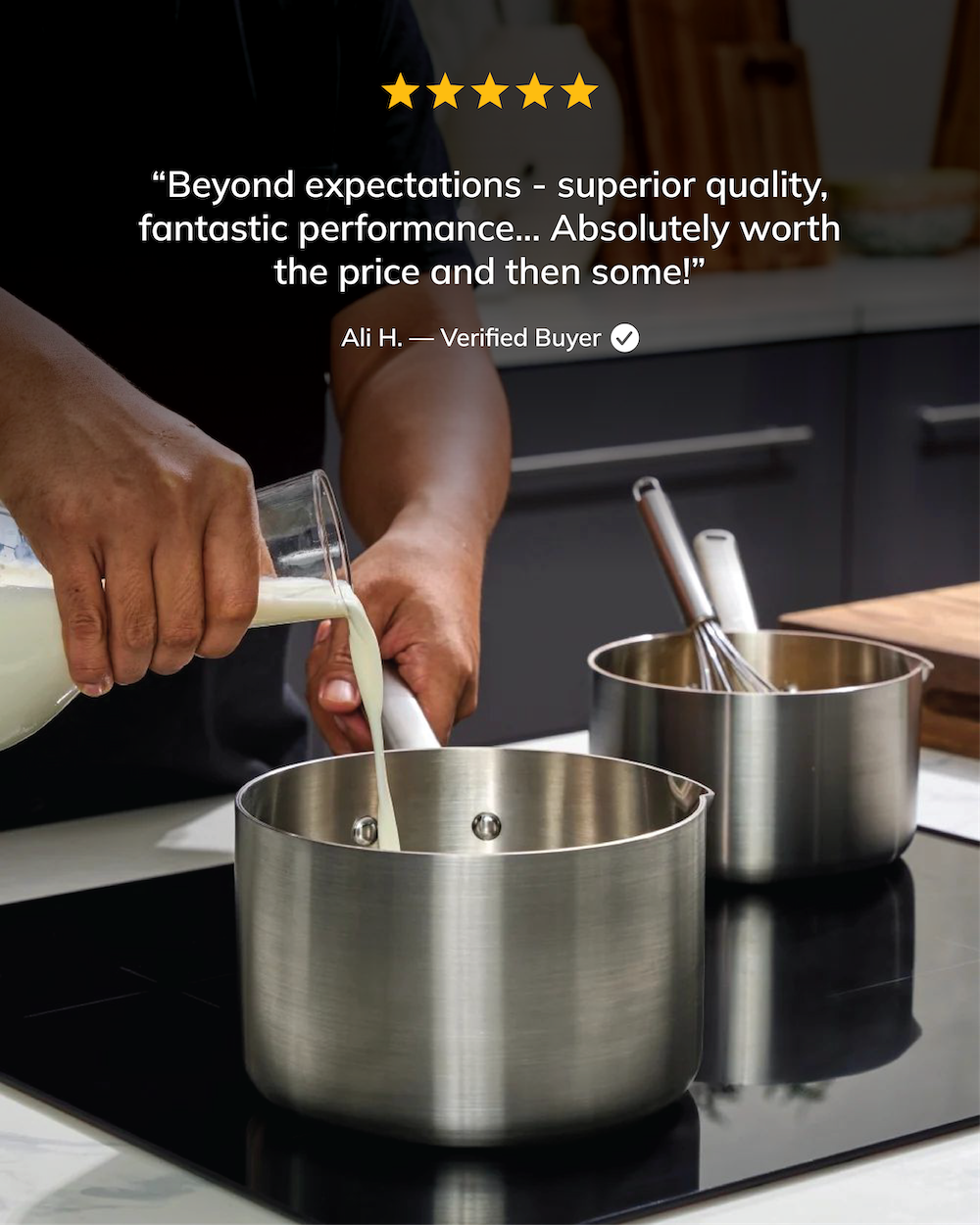 MAKO 5-Ply Stainless Steel Saucepan Set (3-piece) review superior quality fantastic performance in use on induction cooktop