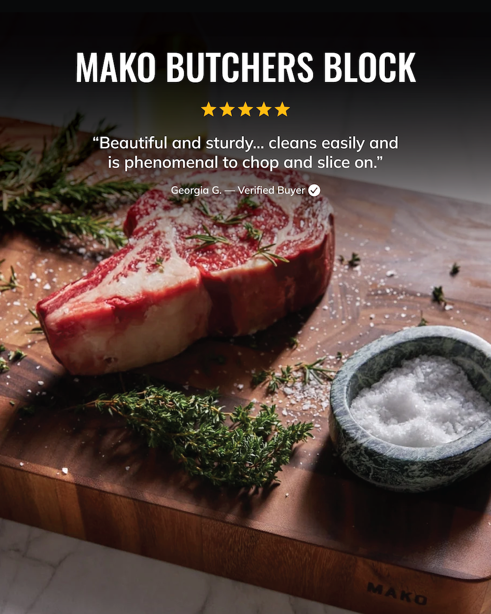 MAKO Butchers Block Beautiful and Sturdy review verified buyer
