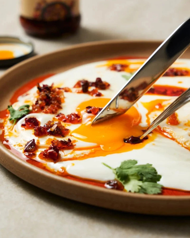 Chilli Crisp Yoghurt Eggs