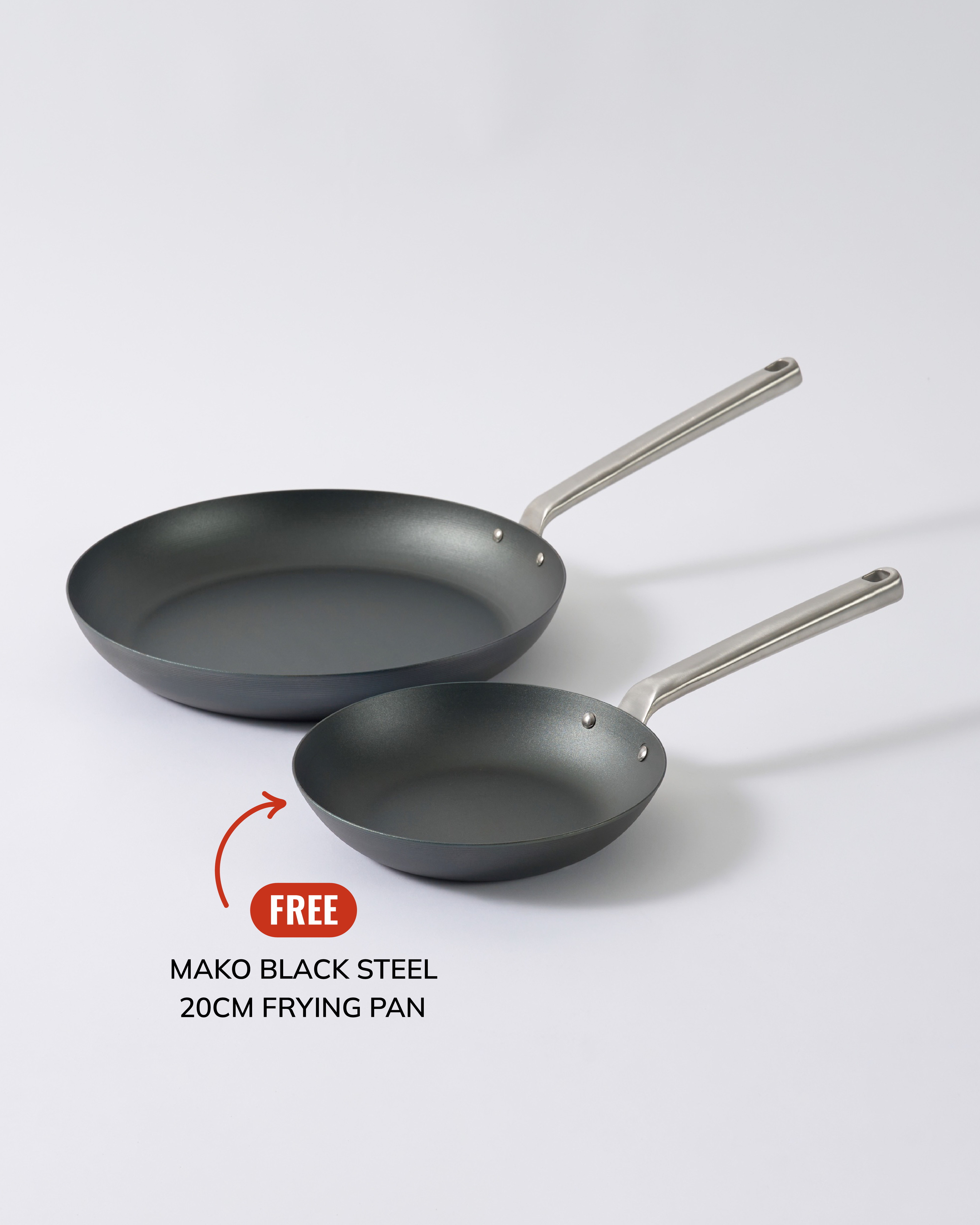 MAKO Black Steel 31cm Frying Pan (Free 20cm included) CookDineHost