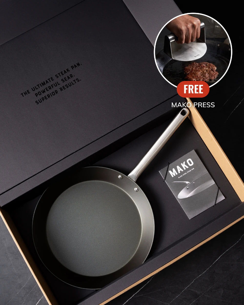 MAKO Black Steel Steak Pan CookDineHost