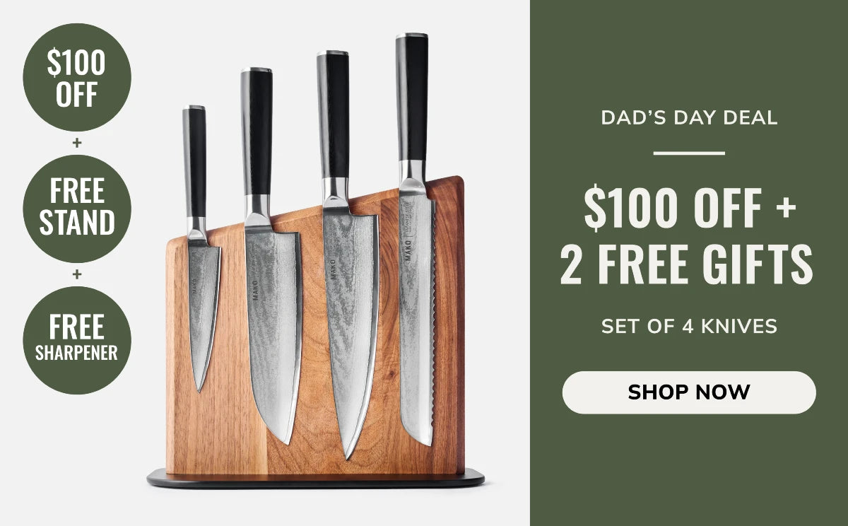 MAKO Knife Set on magnetic block black handles Father's Day Dad's Day Deals CookDineHost
