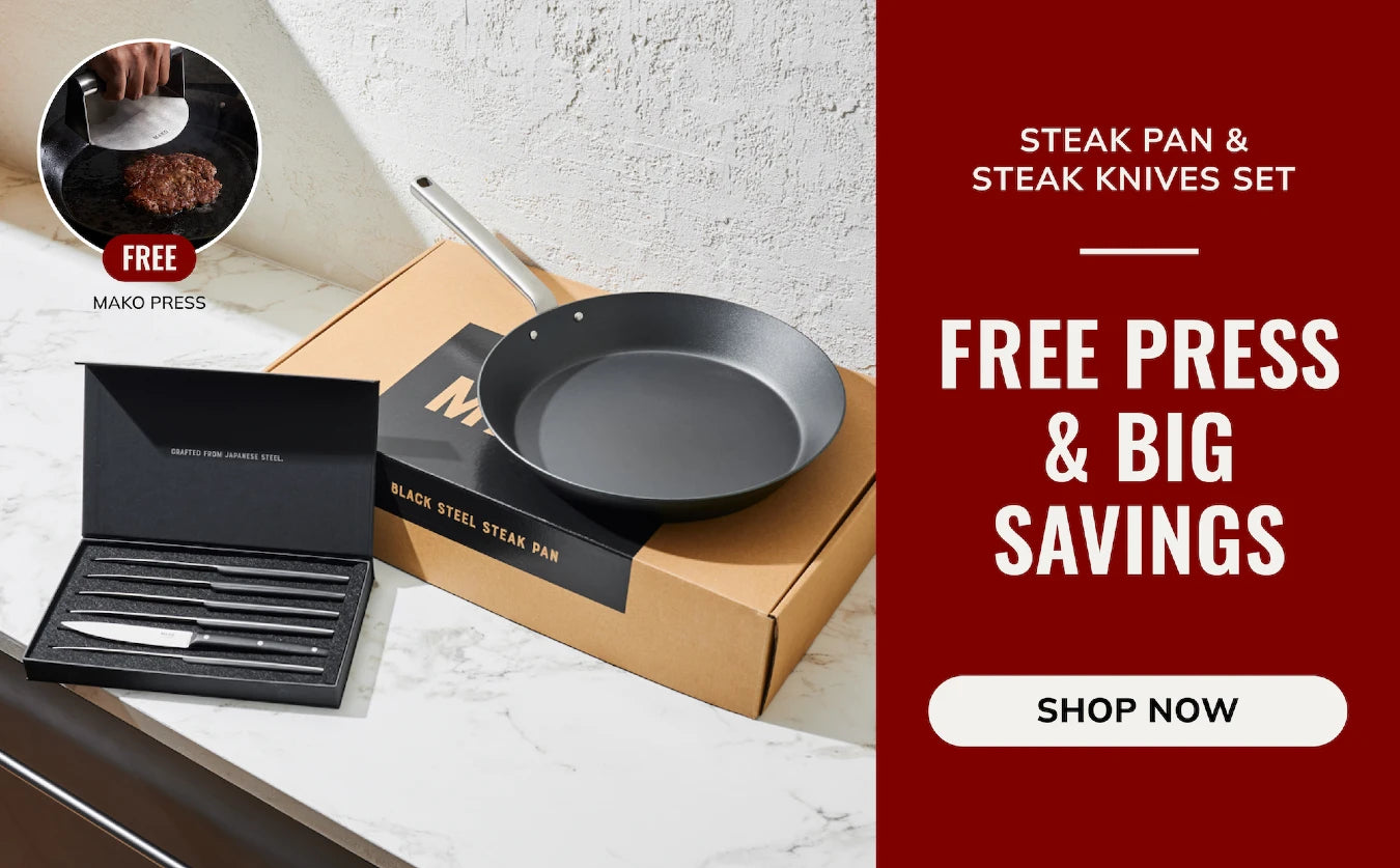 MAKO Steak Pan ans Steak Knives Set with free press CookDineHost Mid Year Offers