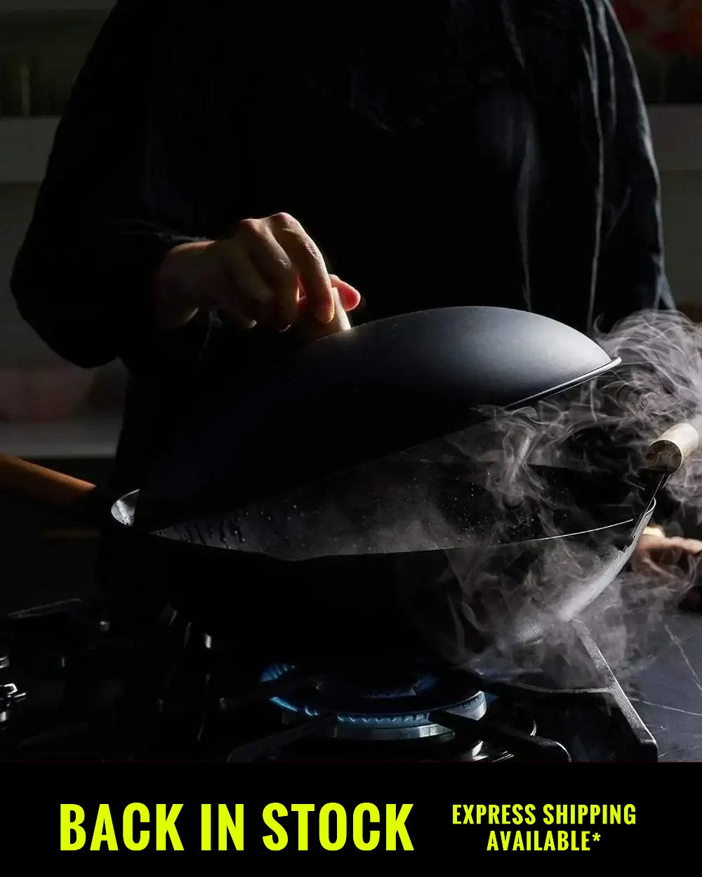 MAKO Black Steel 14 Wok & Lid Set