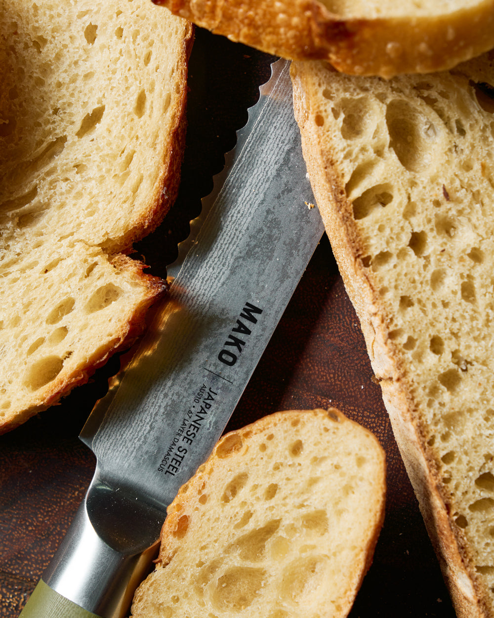 MAKO Japanese Steel Olive Green 8″ Bread Knife