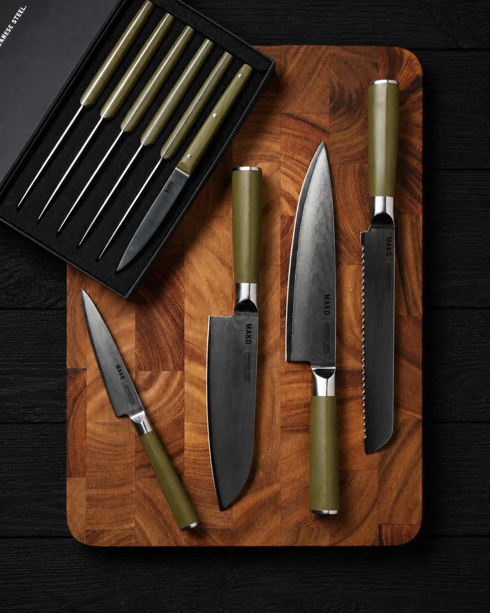 MAKO Japanese Steel Olive Green 8″ Bread Knife