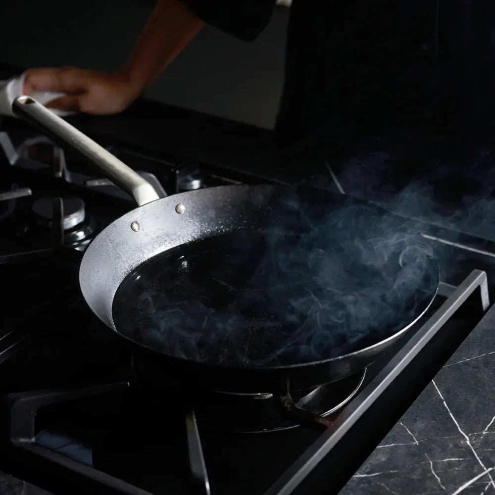 Step 3 - Heat your pan on your cooktop on a medium heat until you see light smoke appear.