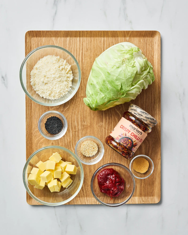 Charred Gochujang Butter Cabbage with Crunchy Breadcrumbs