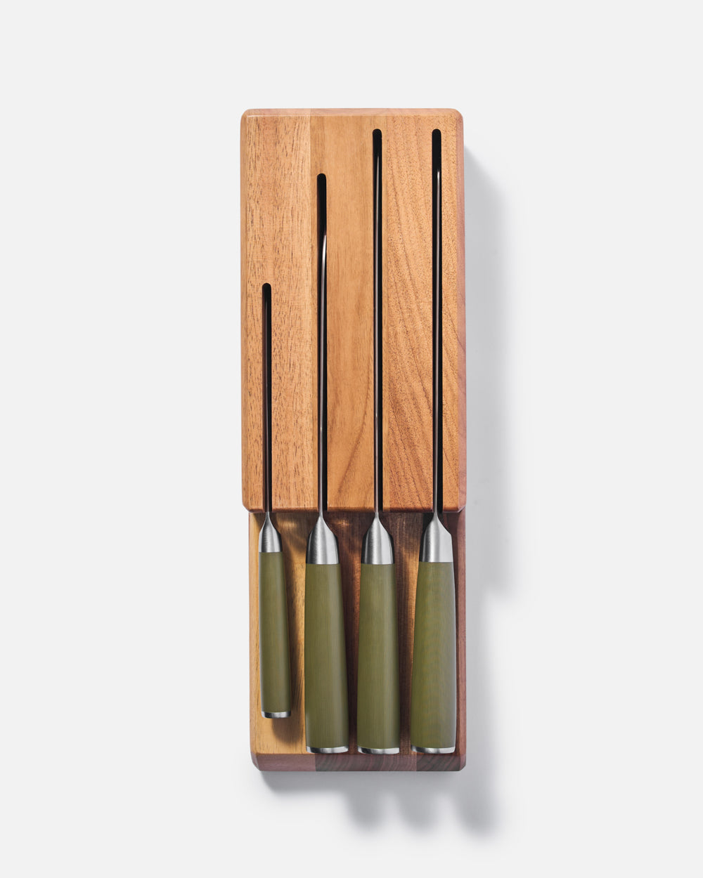 MAKO Japanese Steel Knife Set of 4 - Olive Green In Drawer